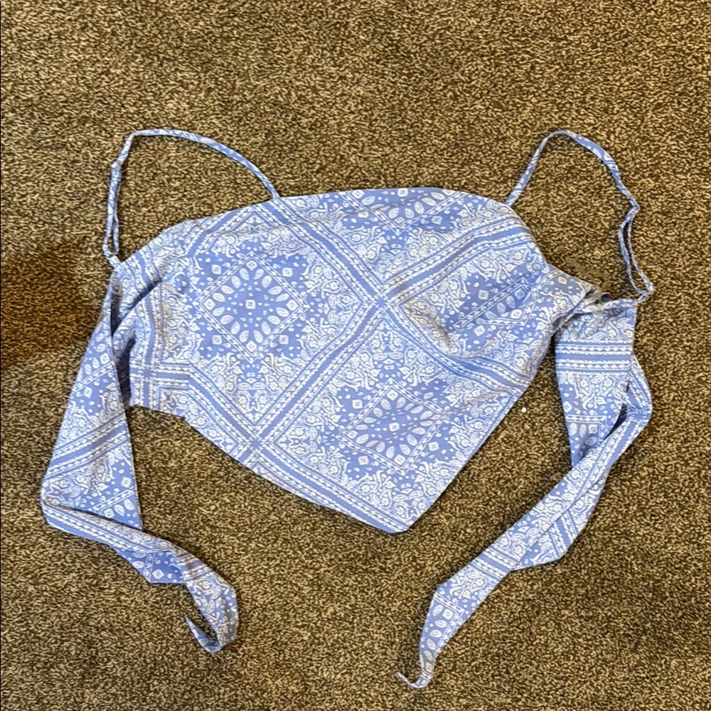 Blue Patterned Bandana Top